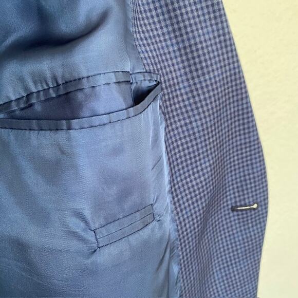 Joseph A. Bank Signature Collection Men's 58 R Blue Check Suit Jacket 100% Wool - Picture 12 of 16